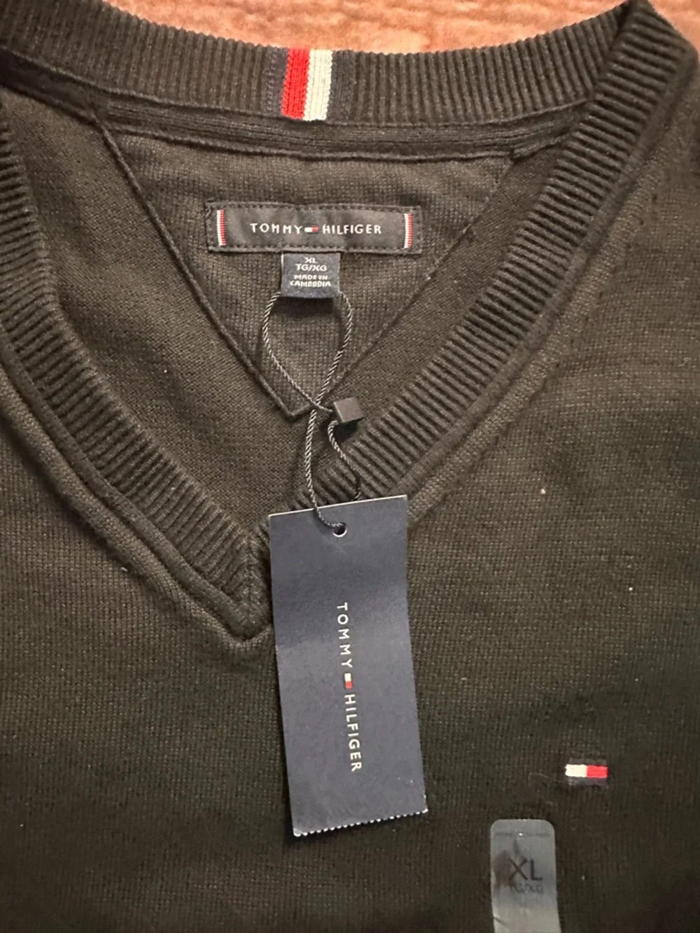 Tommy Hilfiger Men’s Black V-Neck Pullover Sweater